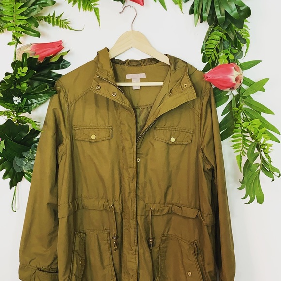 H&M olive green women’s anorak zip jacket ✨plus 14 - Picture 3 of 6